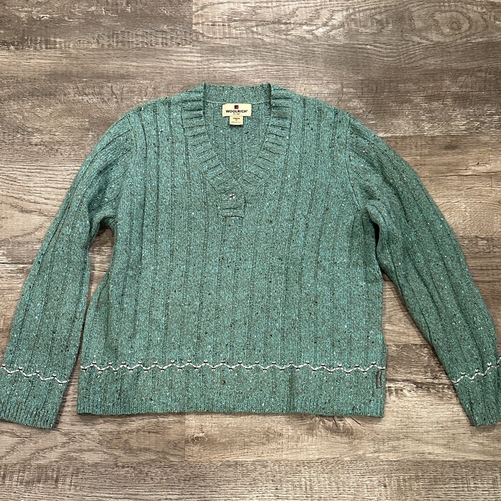 Women's Medium‎ Woolrich Green Cable Knit Sweater
